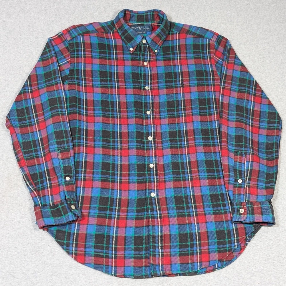 Ralph Lauren Button Down Flannel Shirt Mens Size Large Classic Fit Multi Plaid - Picture 3 of 8